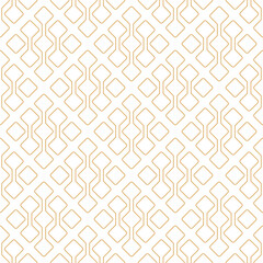 Abstract geometric pattern. A seamless vector background. White and gold ornament. Graphic modern pattern. Simple lattice graphic design