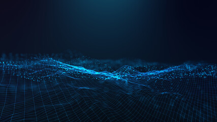 Abstract futuristic -  technology with polygonal shapes on dark blue background.  Design digital technology concept.