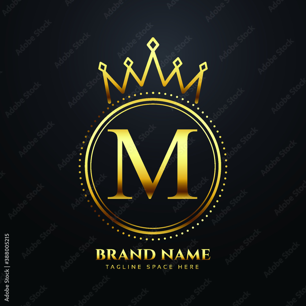 Letter M gold luxury crown logo concept Stock Vector | Adobe Stock