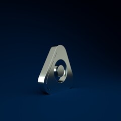 Poster - Silver Sewing chalk icon isolated on blue background. Minimalism concept. 3d illustration 3D render.