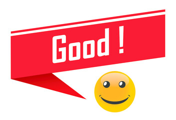 Wall Mural - good in red dialog label and smile