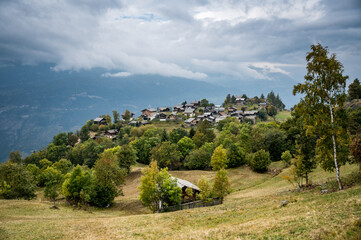 typical traditional village of Finnen in Upper Valais