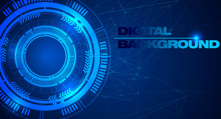 Fototapete - Abstract blue technology digital background with blue curcuit, hi-tech data flow, innovation connection system.
