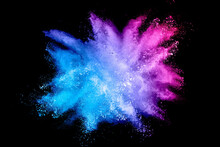 Colorful Background Of Pastel Powder Explosion.Multi Colored Dust Splash On Black Background.Painted Holi.