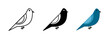 Vector icon of a bird with 3 kinds of design, outline, black and colored
