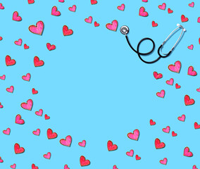Wall Mural - Medical worker appreciation theme with hearts and stethoscope
