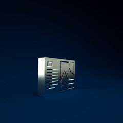 Sticker - Silver Postcard icon isolated on blue background. Minimalism concept. 3d illustration 3D render.