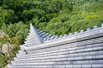 Wall Mural - The roof of Gifu castle in Japan.