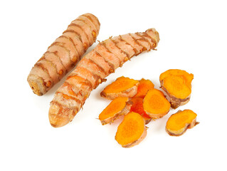 Poster - tumeric root isolated on white background