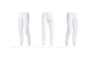 Wall Mural - Blank white sport pants mockup, front and side view