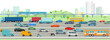 Autobahn und  Großstadt illustration	