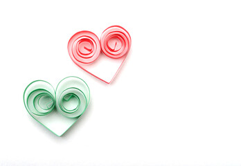 Wall Mural - Love quilling origami hearts on white