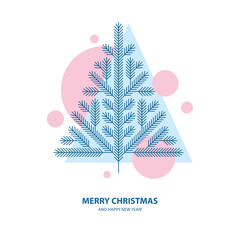 Wall Mural - Abstract geometric Christmas tree illustration.