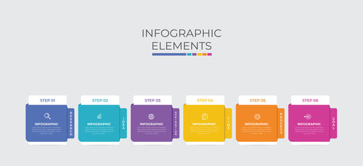 Wall Mural - Business infographic element with 6 options, steps, number vector template design 