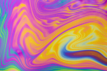 Wall Mural - psychedelic multicolored patterns background. photo macro shot of soap bubbles