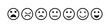 Face icon. Smile and sad emoji. Happy and bad smiley for feedback. Outline emoticon of sentiment, satisfaction. Survey for customers. Unhappy, normal, positive, angry, dislike feeling. Vector
