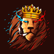 Lion King Head Illustration Colour Logo