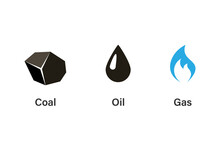 Coal Oil Gas Symbol Icon Set. Clipart Image Isolated On White Background.