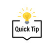 Quick tip speech bubble icon. Clipart image isolated on white background.