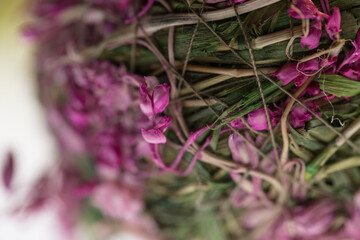 Wall Mural - Small pink dry flowers macro