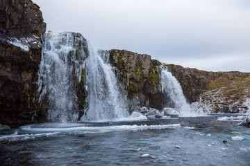 Poster - Iconic waterfall named Kirkjufellsfoss in Iceland