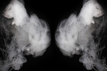 White steam on a black background.