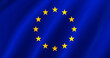 © Shabtay - Waving European Union Flag. Waving Flag of Europe. Vintage wavy closeup EU flag, Illustration