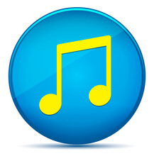 Music Note Icon Modern Flat Cyan Blue Round Button
