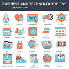 Wall Mural - set vector icons with elements for mobile concepts and web apps. business and marketing, programming