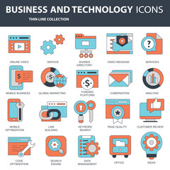 Wall Mural - set vector icons with elements for mobile concepts and web apps. business and marketing, programming