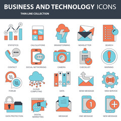 Wall Mural - set vector icons with elements for mobile concepts and web apps. business and marketing, programming