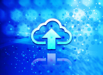 Wall Mural - Cloud upload icon abstract light cyan blue hexagon pattern background