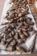 Wall Mural - Beet harvest is dried on the terrace - vegetable farm