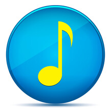 Musical Note Icon Modern Flat Cyan Blue Round Button