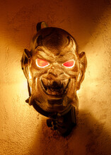 Demonic Face Light Fixture Decorating House Exterior For Halloween