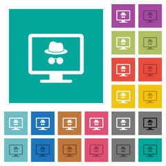 Poster - Monitor with incognito symbol square flat multi colored icons