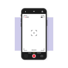 mobile phone with record frame camera. viewfinder template. 4k phone resolution video rec frame. vid