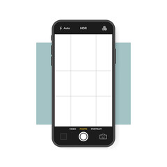 Wall Mural - mobile phone with camera interface. mobile app application. photo screen design template . vector il