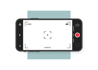 Wall Mural - mobile phone with record frame camera. viewfinder template. 4k phone resolution video rec frame. vid