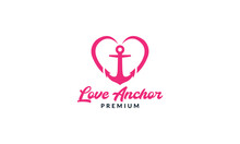 Anchor With Love Or Heart Logo Vector Icon Illustration