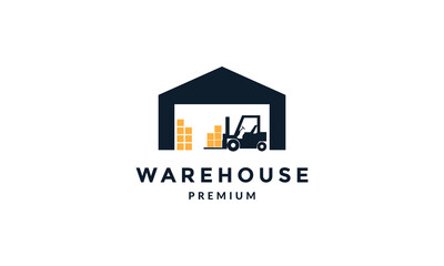 warehouse land forklift modern logo vector icon illustration