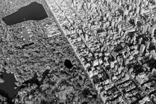 USA, New York, New York City, Upper East Side And Central Park, High Angle View, Bw
