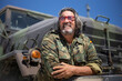 © Oscar Carrascosa Martinez/Westend61 - Smiling army soldier with arms crossed leaning on military truck during sunny day