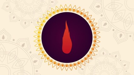 Wall Mural - happy bhai dooj celebration animation with flame in mandala