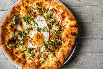 Wall Mural - pizza on a wooden table