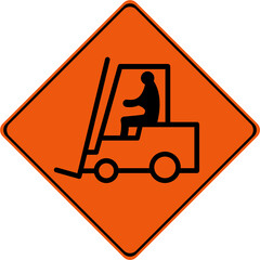 Sticker - Warning sign with forklift