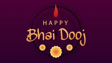 Wall Mural - happy bhai dooj celebration animation with lettering and flowers