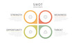 Colorful flat SWOT infographic