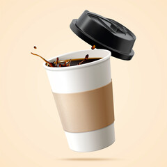 Black coffee in disposable cup