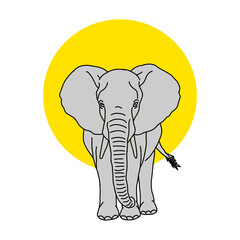 Coloring book for kids and adults decorative cartoon elephant.
